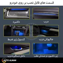 کیت فیبر نوری 16 تیکه دار RGB | برای تمامی خودروها