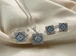 نیم ست نقره تمام نگین زیبا