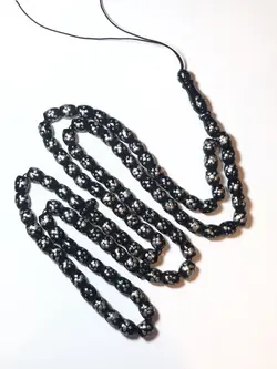 تسبیح یسر حجازی قدیمی نقره کوب