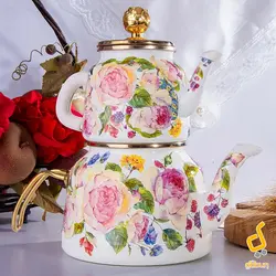 کتری و قوری لعابی میس بتی مدل گل رز