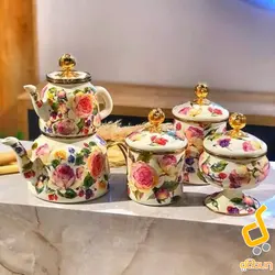 کتری و قوری لعابی میس بتی مدل گل رز