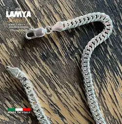 ست زنجیر و دستبند نقره ایتالیا مدل کارتیه دوبل 5mil کد N129