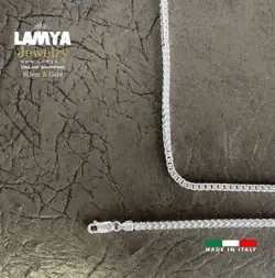 ست زنجیر و دستبند نقره ایتالیا مدل ونیزی 3 بعدی 4mil کد N133