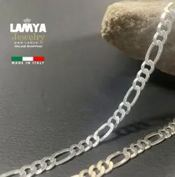دستبند نقره ایتالیایی فیگارو 6تراش 6mil کدD0108