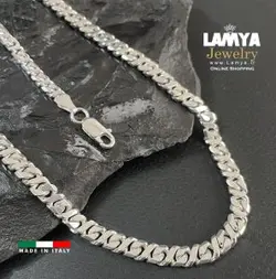 ست زنجیر و دستبند نقره ایتالیایی مدل کارتیه طرح G کد N142