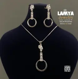 نیم ست نقره زنانه بیجوکس مدل آویز کد N145 - گالری نقره لمیا LAMYA