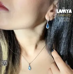 نیم ست نقره زنانه سنگ آبی کد N147 - گالری نقره لمیا LAMYA