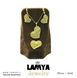 نيم ست نقره مدل قلب روکش طلا زرد کد N065