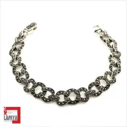 دستبند نقره سیاه قلم سنتی مدل گلسا  کد :D017