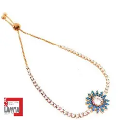 دستبند نقره مدل خورشید آبی روكش رزگلد  کد:D032