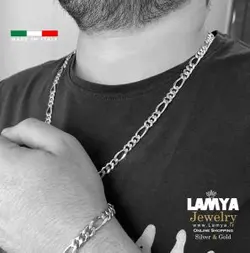 ست زنجیر و دستبند نقره ایتالیا مدل فیگارو کد N104