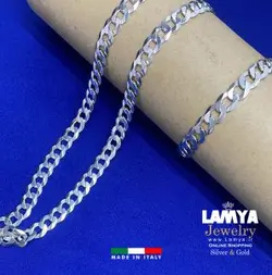 ست زنجیر و دستبند نقره ایتالیا مدل کارتیه کد N103
