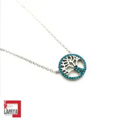 گردنبند نقره مدل درخت فیروزه   کد:G021