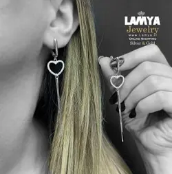 گوشواره نقره مدل قلب کد E013
