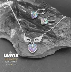 نیم ست سواروسکی قلب بالدار کد N114