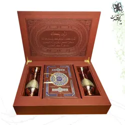 قرآن وزیری بدون ترجمه معطر با دو گلدان خاتم کد 120082