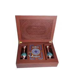 ست نفیس قرآن کریم با 2 گلدان فیروزه کد 110267