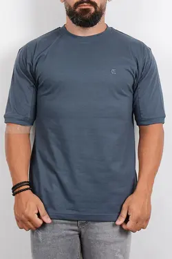 تیشرت مردانه یقه گرد طوسی‌تیره 2783