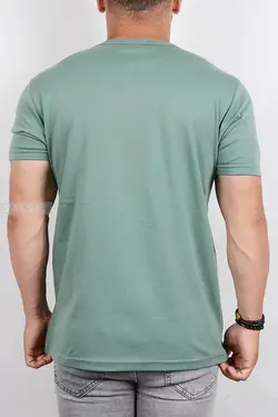 تیشرت یقه گرد دکمه دار مردانه سبز 2775