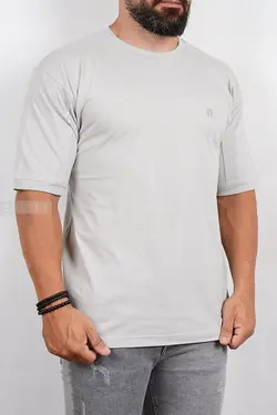 تیشرت مردانه یقه گرد طوسی‌روشن 2784