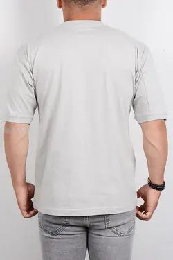 تیشرت مردانه یقه گرد طوسی‌روشن 2784