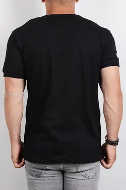 تیشرت مردانه یقه کوبایی مشکی 2765