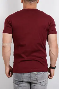 تیشرت یقه گرد ساده مردانه TOM TAILOR زرشکی 2791