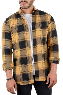 پیراهن چهارخانه مردانه پشمی Ebra زرد 2315