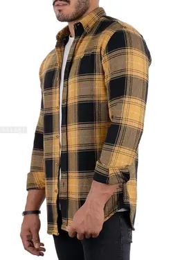 پیراهن چهارخانه مردانه پشمی Ebra زرد 2315