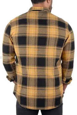 پیراهن چهارخانه مردانه پشمی Ebra زرد 2315