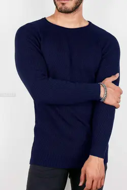 پلیور مردانه یقه گرد سرمه‌ای 2348