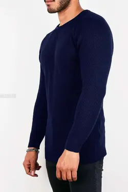 پلیور مردانه یقه گرد سرمه‌ای 2348