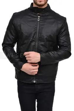 کاپشن مردانه چرم مشکی 1622