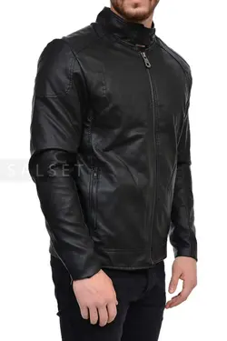 کاپشن مردانه چرم مشکی 1622