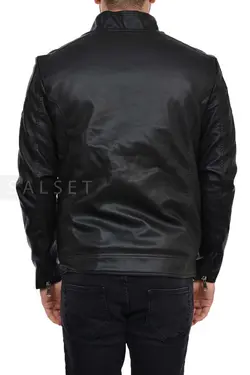 کاپشن مردانه چرم مشکی 1622