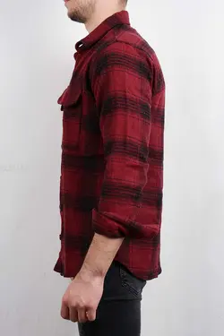پیراهن مردانه پشمی قرمز-مشکی 2830