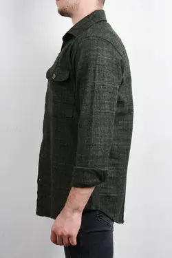 پیراهن مردانه پشمی سبزتیره 2841