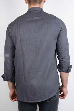 پیراهن مخمل کبریتی مردانه طوسی 2848