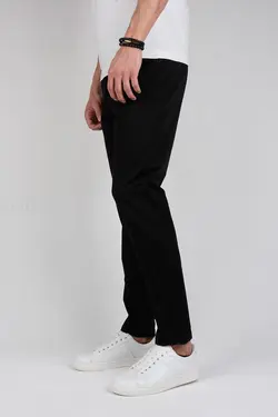 شلوار کتان مردانه کمرکش مشکی 1021