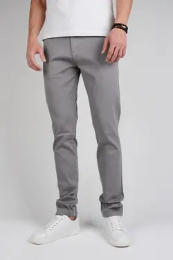 شلوار کتان مردانه اسلیم طوسی روشن 1017