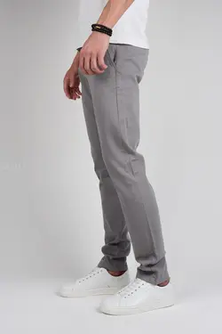 شلوار کتان مردانه اسلیم طوسی روشن 1017