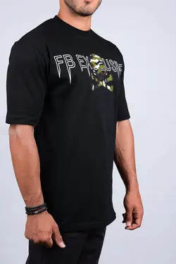 تیشرت مردانه طرح دار مشکی 2566