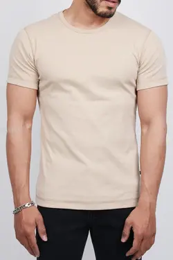 تیشرت یقه گرد ساده مردانه TOM TAILOR کرم 2456