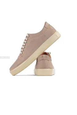 کفش کتانی مردانه چرم طبیعی W.M خاکی 785