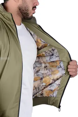 کاپشن مردانه ضد آب طرح ZARA زیتونی 2306