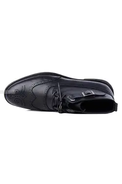 نیم بوت مردانه چرم طبیعی مشکی 768