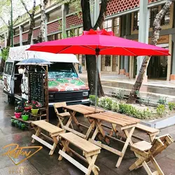 چتر پایه وسط مدل مدیترانه استیل و چوبی