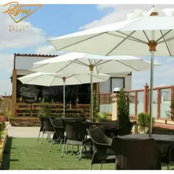 چتر پایه وسط مدل مدیترانه استیل و چوبی