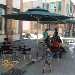 چتر پایه وسط مدل مدیترانه استیل و چوبی