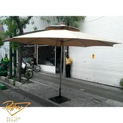 چتر پایه وسط مدل مدیترانه استیل و چوبی